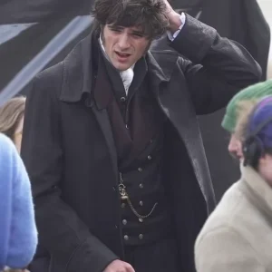 Wuthering Heights Jacob Elordi Black Coat Back