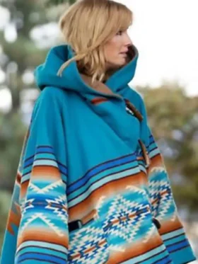 beth dutton blue poncho side look