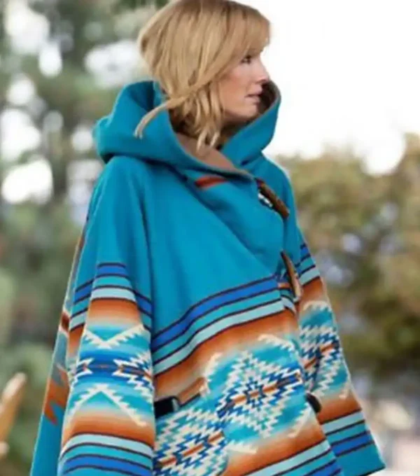 beth dutton blue poncho side look