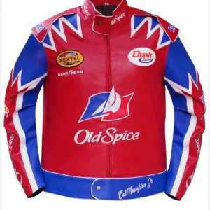 old spice red leather jacket