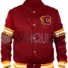 1980’s Calgary Flames Red Satin Jacket front