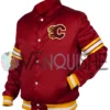 1980’s Calgary Flames Red Satin Jacket left