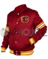 1980’s Calgary Flames Red Satin Jacket left