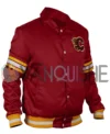 1980’s Calgary Flames Red Satin Jacket right