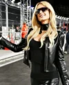 2024 Las Vegas GP Paris Hilton Black Leather Jacket