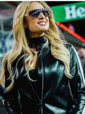 2024 Las Vegas GP Paris Hilton Black Leather Jacket