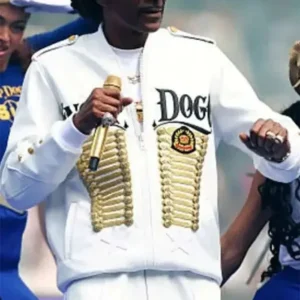 Snoop Dogg AFL Grand Final 2025 White Jacket Front Look