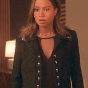 9-1-1 S09 May Grant Black Studded Jacket Front