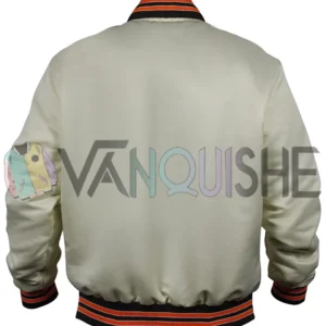 90’s Cleveland Browns White Bomber Satin Jacket back