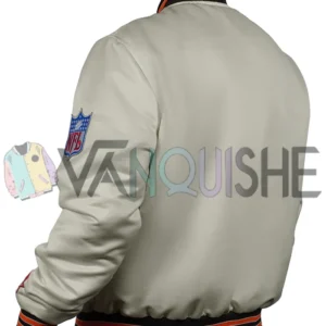 90’s Cleveland Browns White Bomber Satin Jacket left back