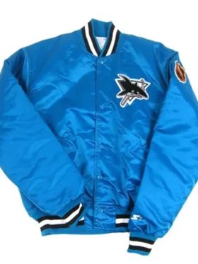 90s San Jose Sharks Blue Starter Jacket Side