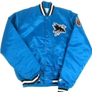 90s San Jose Sharks Blue Starter Jacket Side