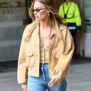 A Big Bold Beautiful Journey Margot Robbie Suede Jacket Front