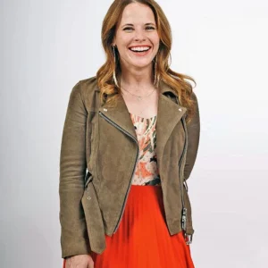 A Cherry Pie Christmas Katie Leclerc Suede Leather Jacket Side