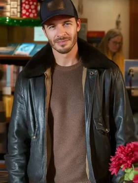 A Cherry Pie Christmas Ryan Carnes Black Shearling Jacket Side