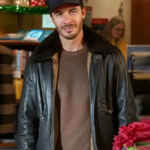 A Cherry Pie Christmas Ryan Carnes Black Shearling Jacket Side