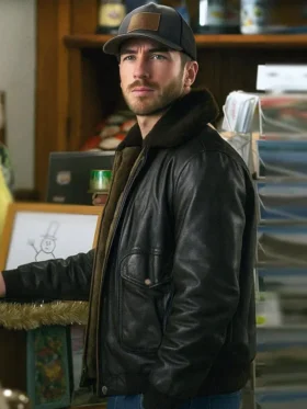 A Cherry Pie Christmas Ryan Carnes Black Shearling Jacket