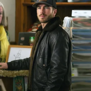 A Cherry Pie Christmas Ryan Carnes Black Shearling Jacket
