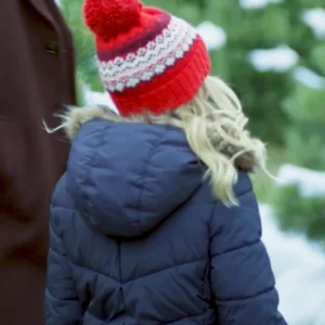 A Christmas Prayer Madeleine Cox Blue Puffer Jacket Front