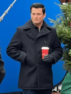 A Newport Christmas Wes Brown Black Wool Coat