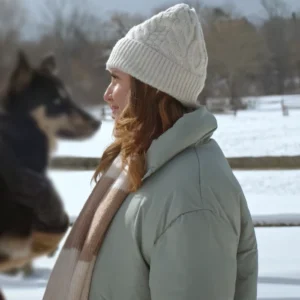 A Royal Christmas Tail Brittany Underwood Puffer Jacket Front