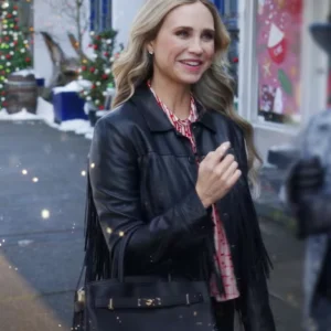 A Royal Montana Christmas Fiona Gubelmann Fringe Leather Jacket Front