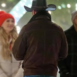 A Royal Montana Christmas Warren Christie Brown Leather Jacket