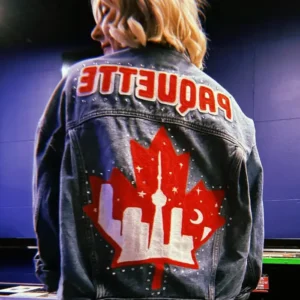 AEW All Out Renee Paquette Blue Denim Jacket Front