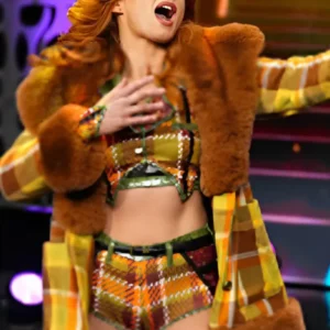 AEW Dynamite 2025 Paige Wooding Plaid Fur Coat