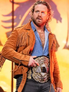 Adam Page Brown Fringe Suede Jacket Front