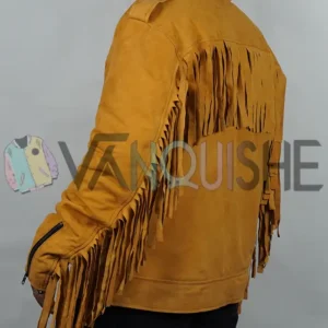 Adam Page Brown Fringe Suede Jacket left backl
