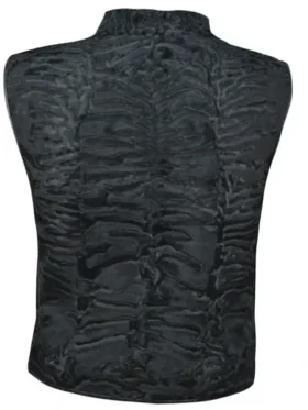Alex Black Persian Lamb Fur Waistcoat Vest Back