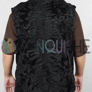 Alex Black Persian Lamb Fur Waistcoat Vest back