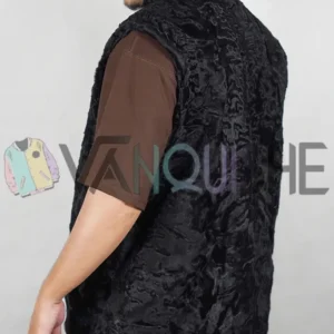 Alex Black Persian Lamb Fur Waistcoat Vest left back