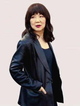 All That We Love Margaret Cho Black Leather Blazer Front