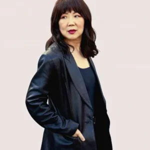 All That We Love Margaret Cho Black Leather Blazer Front