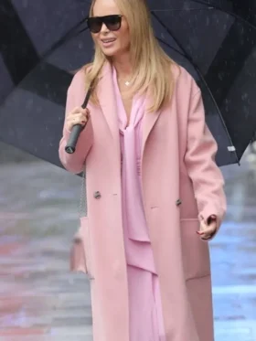 Amanda Holden Pink Wool Long Coat