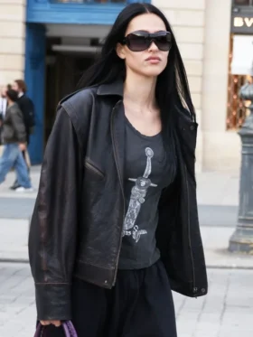 Amelia Gray 2025 Oversized Brown Leather Jacket