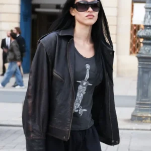 Amelia Gray 2025 Oversized Brown Leather Jacket