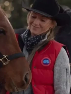Amy Fleming Heartland Red Vest Front Look