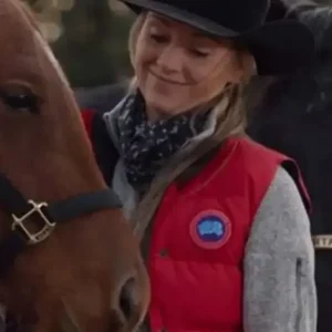 Amy Fleming Heartland Red Vest Front Look