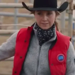 Amy Fleming Heartland Red Vest Front Look