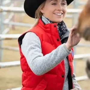 Amy Fleming Heartland Red Vest Front Look