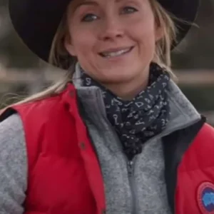 Amy Fleming Heartland Red Vest Front Look