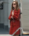 Anne Hathaway NY Red Trench Cotton Coat