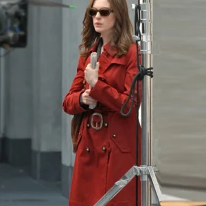 Anne Hathaway NY Red Trench Cotton Coat