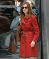 Anne Hathaway NY Red Trench Coat