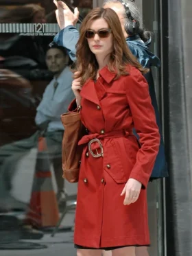 Anne Hathaway NY Red Trench Coat