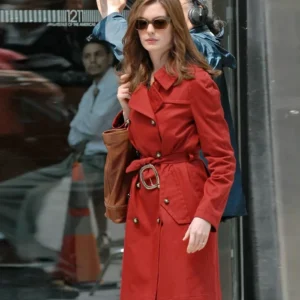 Anne Hathaway NY Red Trench Coat