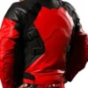 Armored Red and Black Deadpool Biker Jacket Back Look